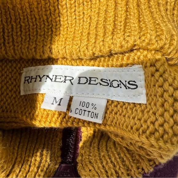 Vintage Rhyner Designs St. Andrews Golf Mustard Yellow/Purple Sweater Size M - Picture 7 of 7